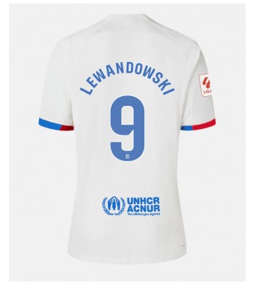 Lacne Ženy Futbalové dres Barcelona Robert Lewandowski #9 2023-24 Krátky Rukáv - Preč